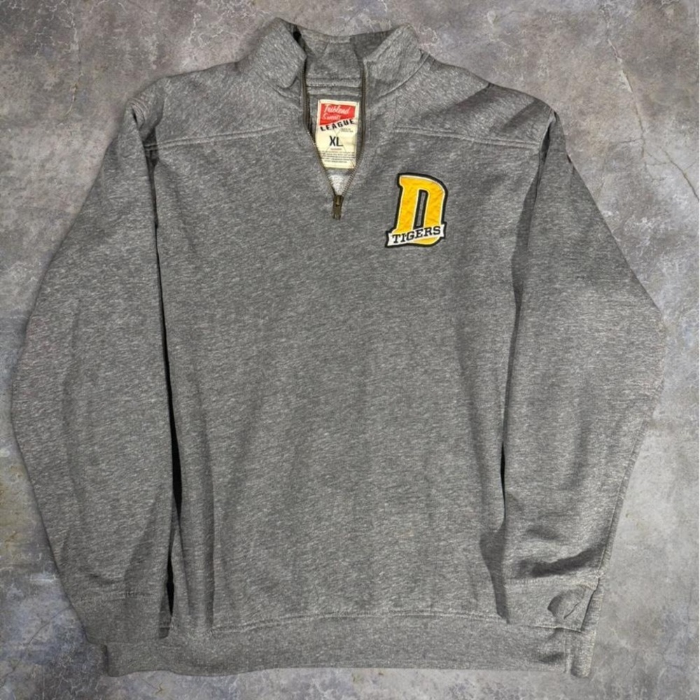 Vintage Tigers Quarter Zip Sweatshirt Grey Pullover XL‎